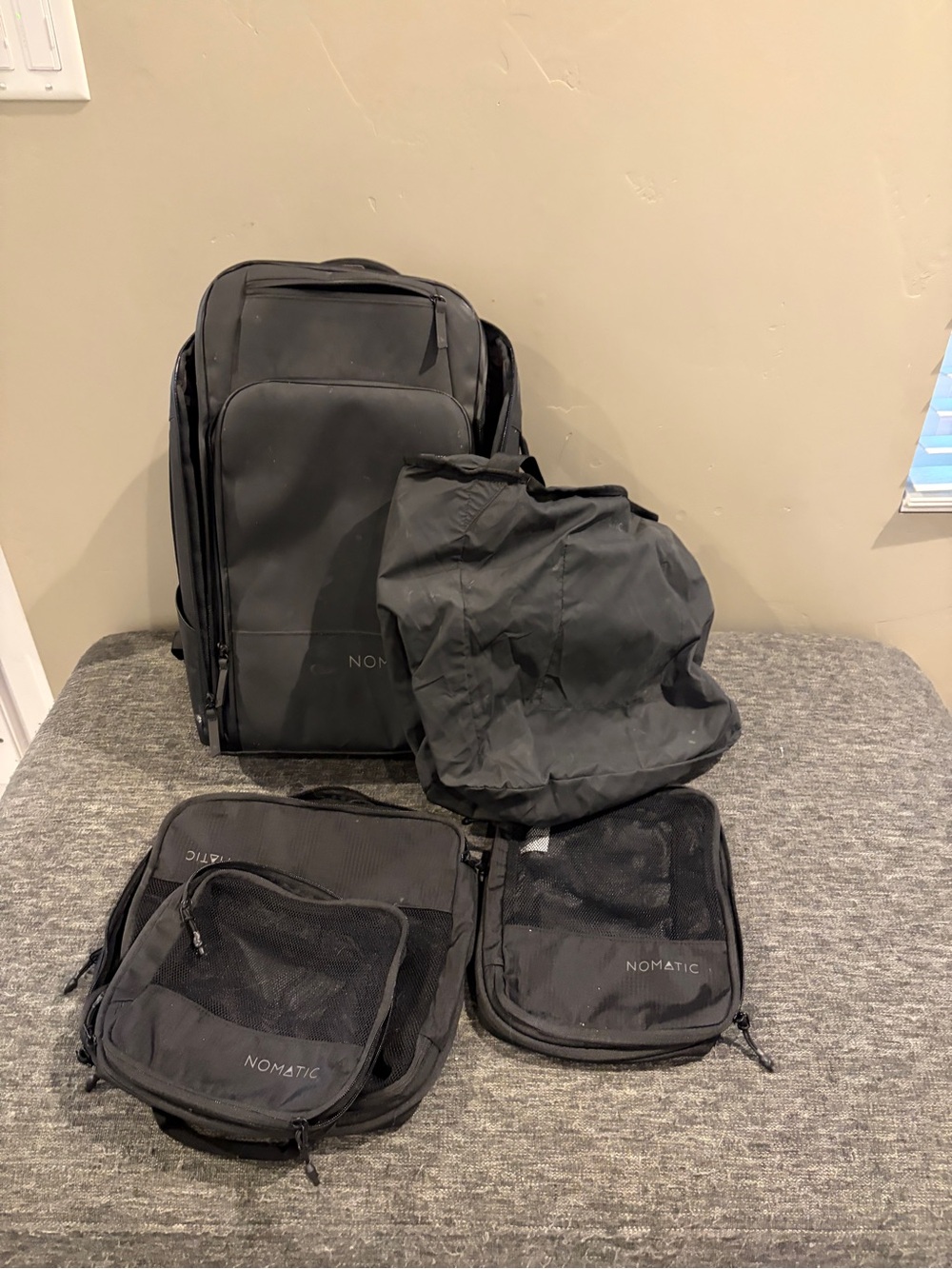 NOMATIC Travel Backpack Bundle + Packing Cubes + Laundry/Shoe Bag
